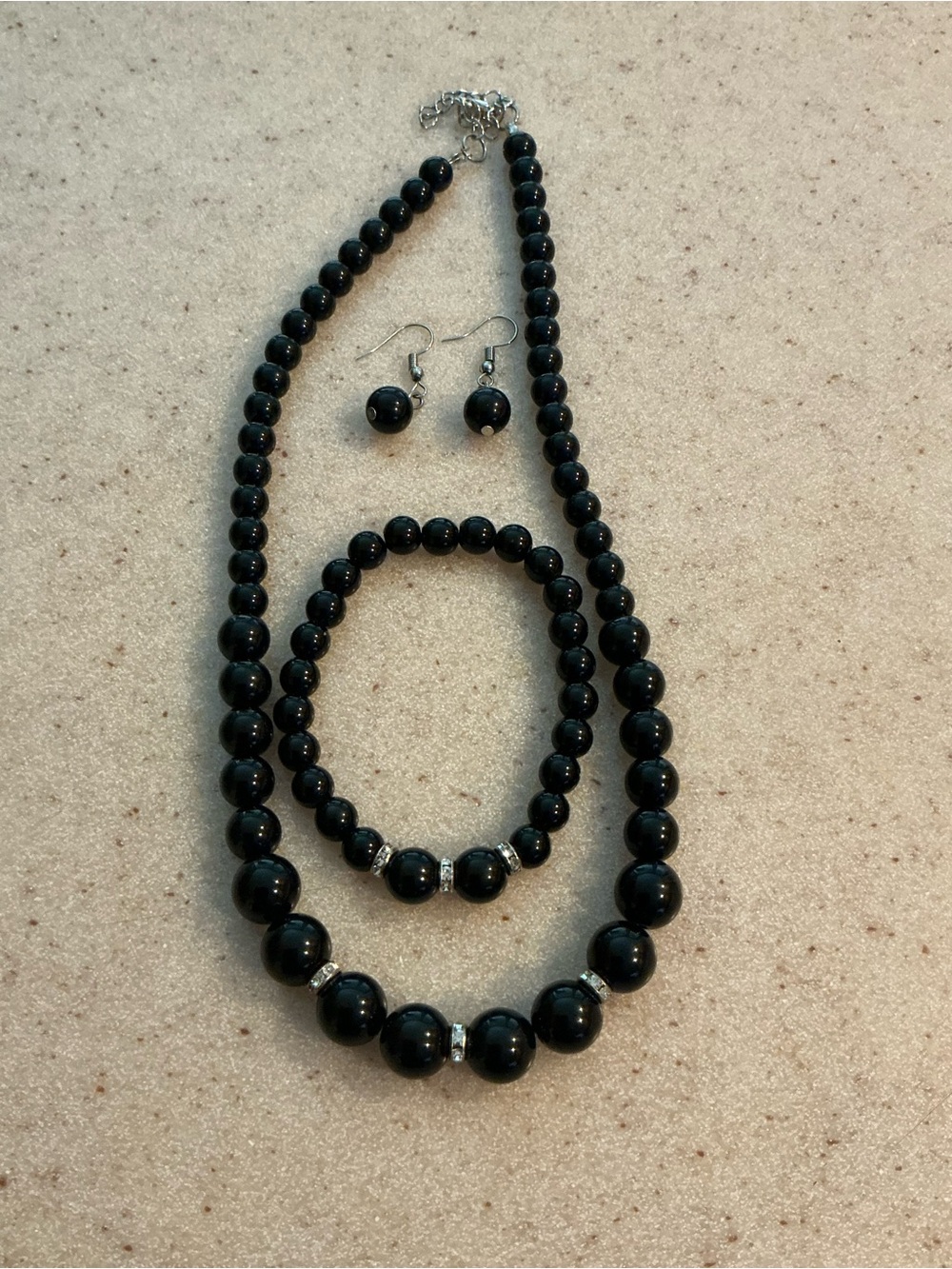 paparazzi Black Bead Three-Piece Jewelry Set